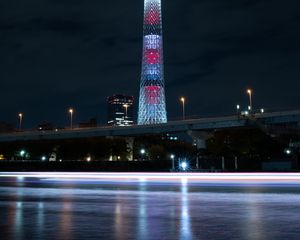 Preview wallpaper tower, building, architecture, backlight, night city