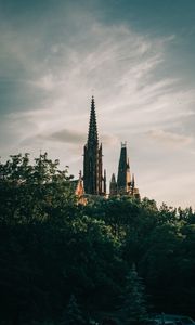 Preview wallpaper tower, building, architecture, old, trees