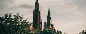 Preview wallpaper tower, building, architecture, old, trees