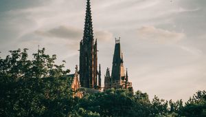 Preview wallpaper tower, building, architecture, old, trees