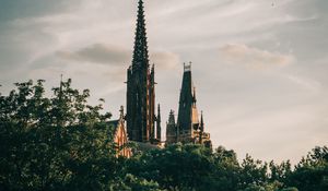 Preview wallpaper tower, building, architecture, old, trees