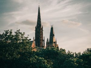 Preview wallpaper tower, building, architecture, old, trees
