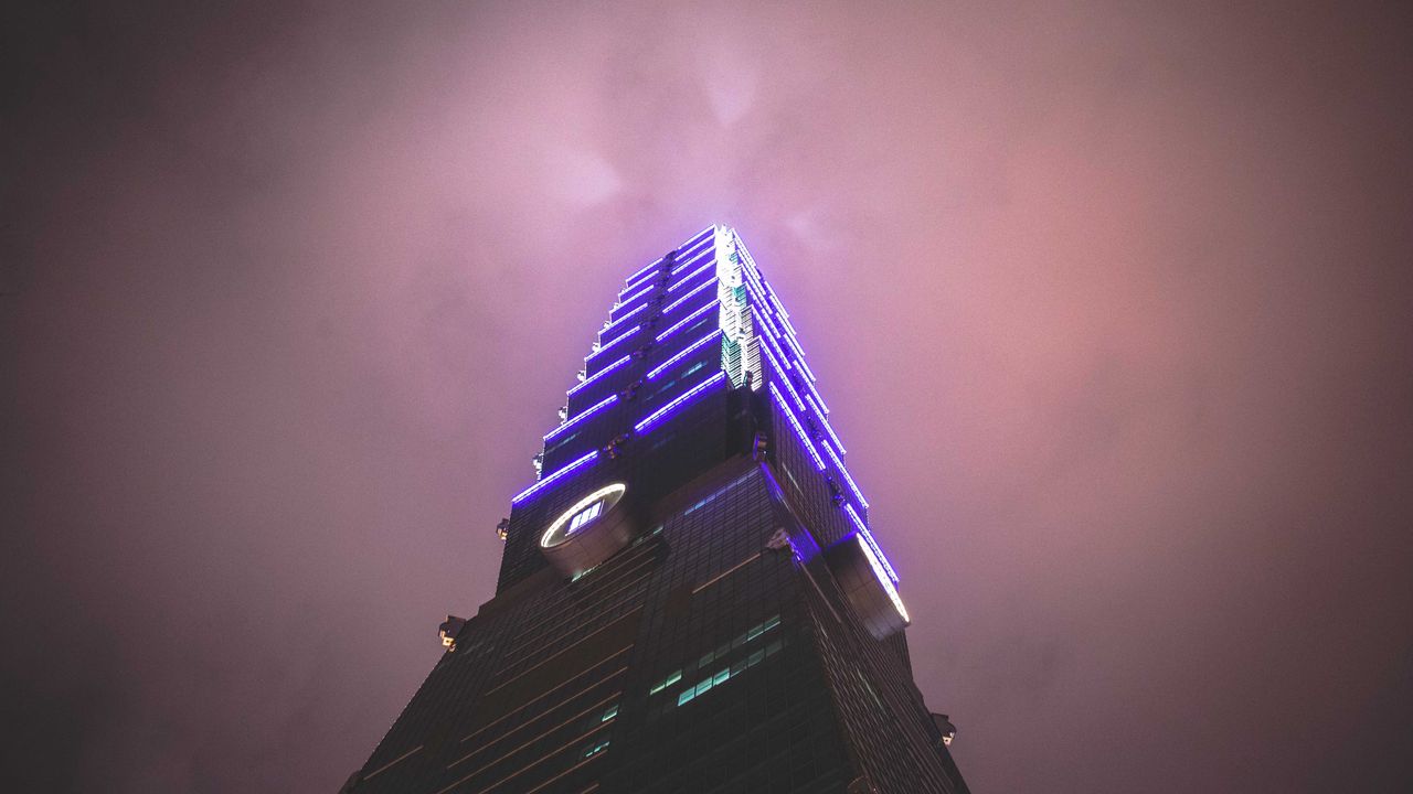 Wallpaper tower, building, architecture, backlight, fog
