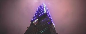 Preview wallpaper tower, building, architecture, backlight, fog