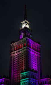 Preview wallpaper tower, building, architecture, backlighting, colorful