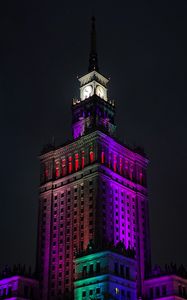 Preview wallpaper tower, building, architecture, backlighting, colorful