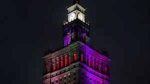 Preview wallpaper tower, building, architecture, backlighting, colorful