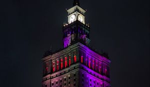 Preview wallpaper tower, building, architecture, backlighting, colorful