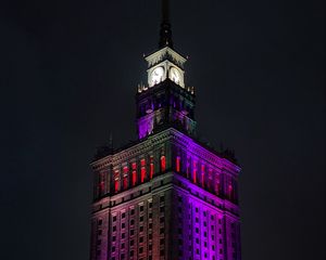 Preview wallpaper tower, building, architecture, backlighting, colorful