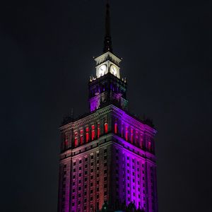 Preview wallpaper tower, building, architecture, backlighting, colorful