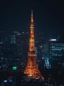 Preview wallpaper tower, building, architecture, city, night, backlight