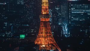 Preview wallpaper tower, building, architecture, city, night, backlight