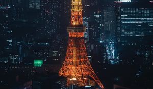 Preview wallpaper tower, building, architecture, city, night, backlight