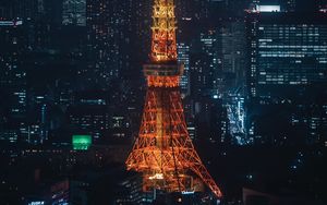 Preview wallpaper tower, building, architecture, city, night, backlight