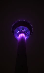 Preview wallpaper tower, building, architecture, backlight, purple, dark