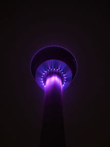 Preview wallpaper tower, building, architecture, backlight, purple, dark