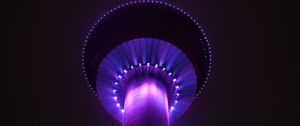 Preview wallpaper tower, building, architecture, backlight, purple, dark