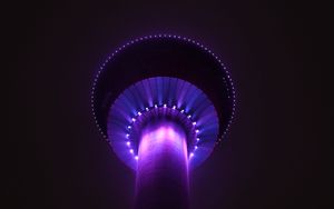 Preview wallpaper tower, building, architecture, backlight, purple, dark