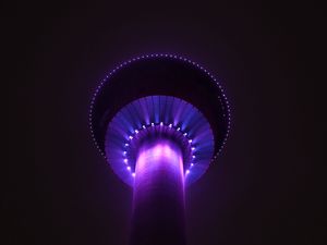 Preview wallpaper tower, building, architecture, backlight, purple, dark