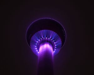 Preview wallpaper tower, building, architecture, backlight, purple, dark