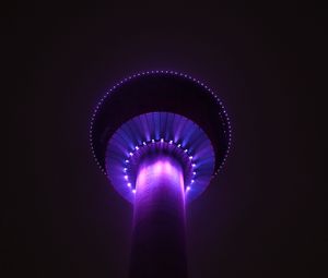 Preview wallpaper tower, building, architecture, backlight, purple, dark