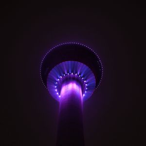 Preview wallpaper tower, building, architecture, backlight, purple, dark