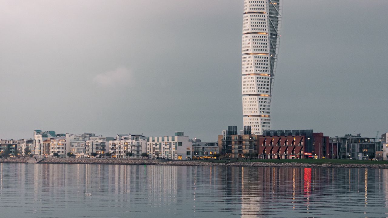Wallpaper tower, building, architecture, water, reflection