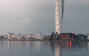 Preview wallpaper tower, building, architecture, water, reflection