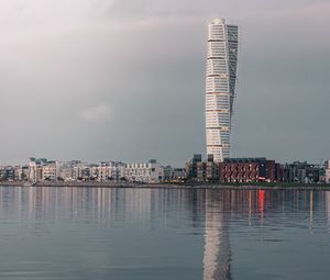 Preview wallpaper tower, building, architecture, water, reflection