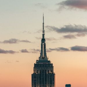 Preview wallpaper tower, building, architecture, sky, clouds, helicopter