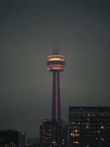Preview wallpaper tower, building, architecture, city, night, dark