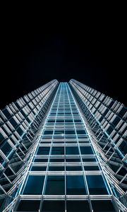 Preview wallpaper tower, building, architecture, night, backlight, minimalism