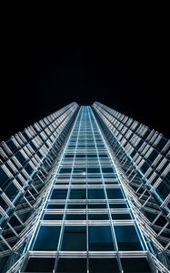 Preview wallpaper tower, building, architecture, night, backlight, minimalism