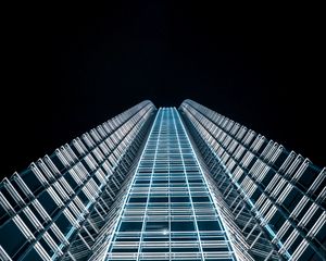 Preview wallpaper tower, building, architecture, night, backlight, minimalism