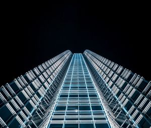 Preview wallpaper tower, building, architecture, night, backlight, minimalism