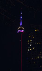 Preview wallpaper tower, building, architecture, night, backlight, dark