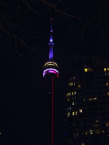 Preview wallpaper tower, building, architecture, night, backlight, dark