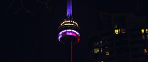 Preview wallpaper tower, building, architecture, night, backlight, dark