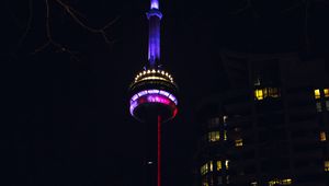 Preview wallpaper tower, building, architecture, night, backlight, dark