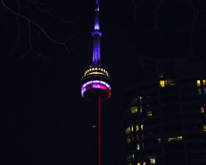 Preview wallpaper tower, building, architecture, night, backlight, dark