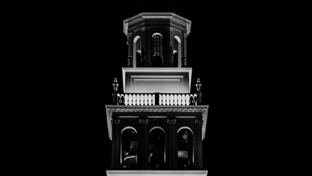 Wallpaper tower, building, architecture, light, dark