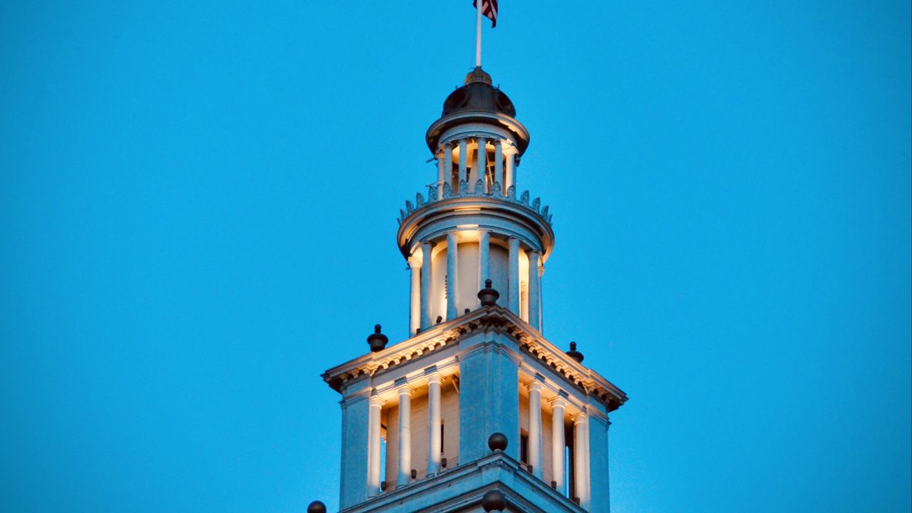 Wallpaper tower, building, architecture, lights