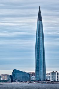 Preview wallpaper tower, building, architecture, glass, sea, houses