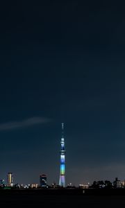 Preview wallpaper tower, building, backlight, architecture, city, night