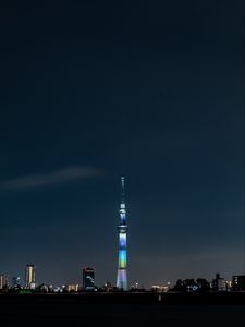 Preview wallpaper tower, building, backlight, architecture, city, night