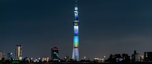 Preview wallpaper tower, building, backlight, architecture, city, night