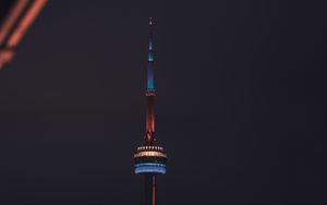 Preview wallpaper tower, building, backlight, architecture, dark