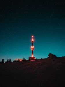 Preview wallpaper tower, building, backlight, night