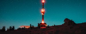 Preview wallpaper tower, building, backlight, night