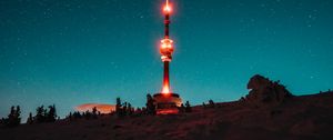Preview wallpaper tower, building, backlight, night